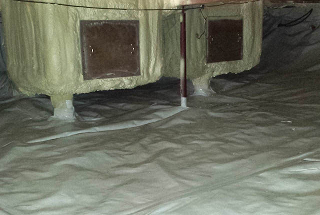 Interior shot of Crawlspace Vapor Barrier that has been installed