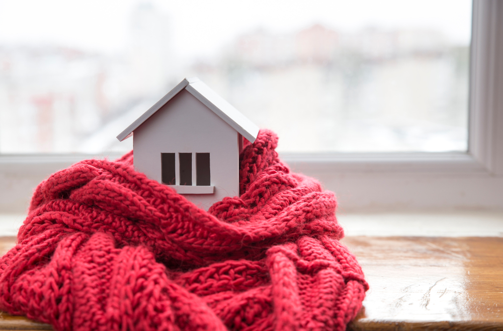 home wrapped in scarf for winter