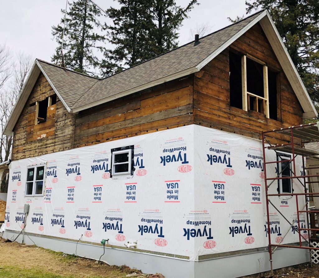 Exterior of a house that is being renovated