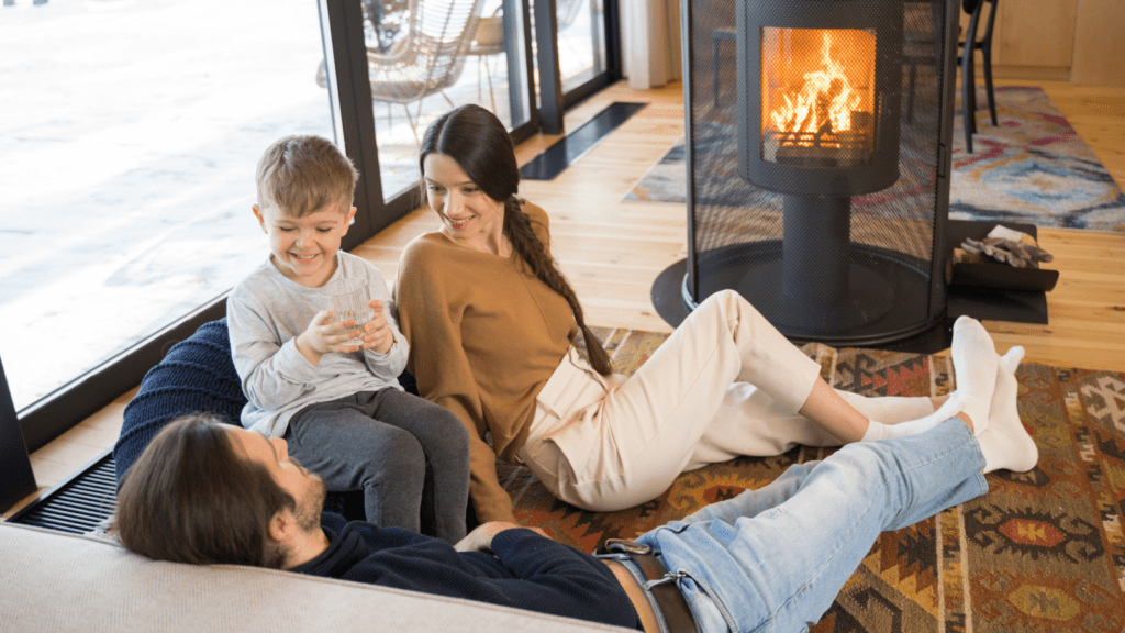 Image of a family cozy in their house