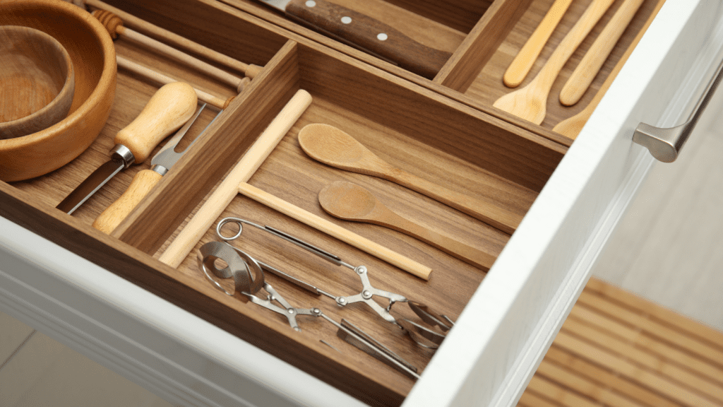 Image of drawer dividers organizing the utensil drawer.